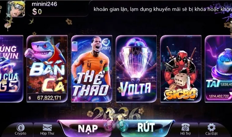 Giao diện trang chủ 789Club thiết kế đẹp, hiện đại