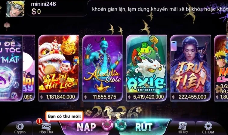 Sảnh Nổ Hũ 789Club quy tụ nhiều tựa game hấp dẫn