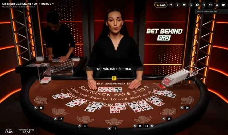 Giao diện đánh Blackjack Tại 789Club